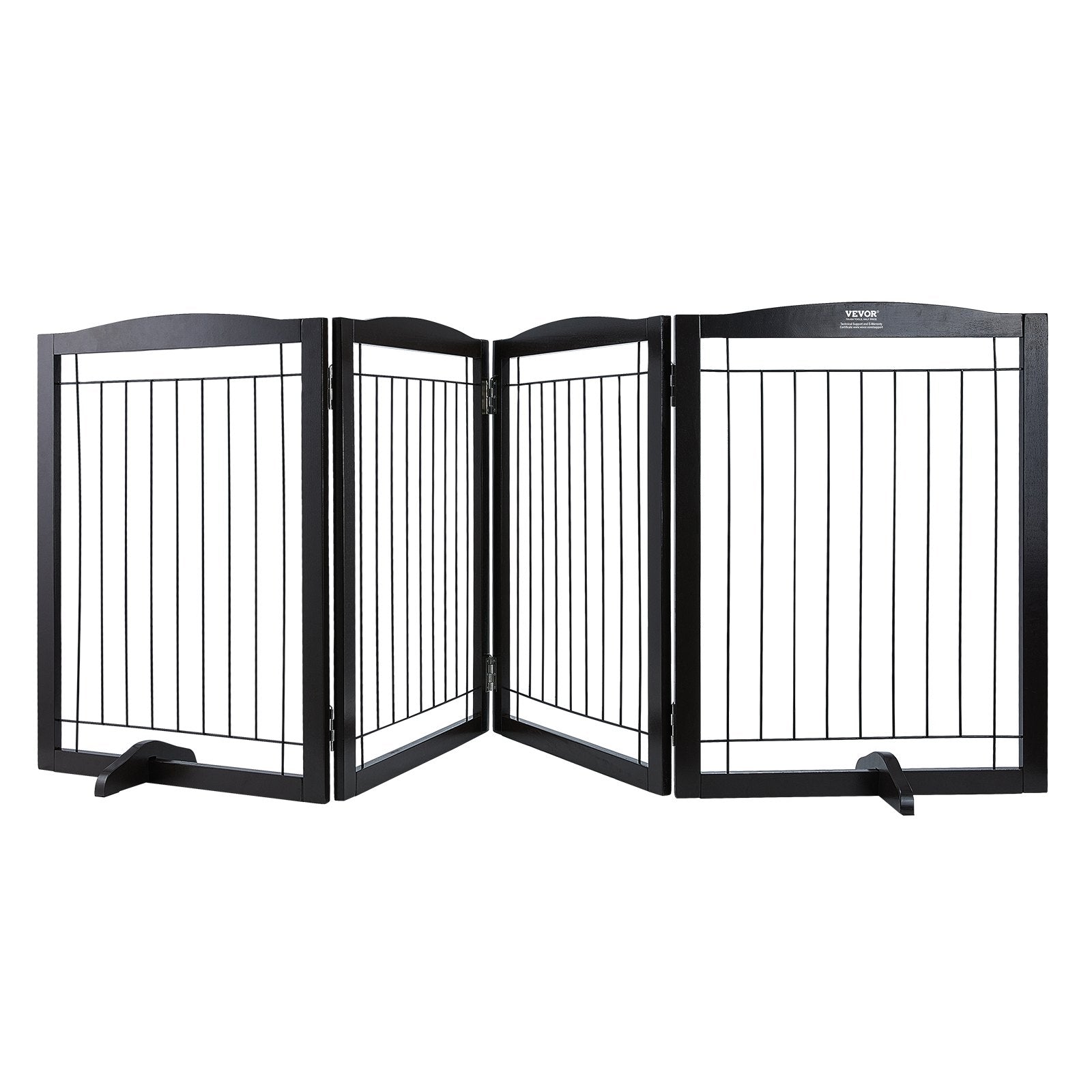Free Standing Dog Gate 32x96.5 inch Freestanding Pet Gate Foldable Brown V952-KZDMZCWMZSSMB53FTV0