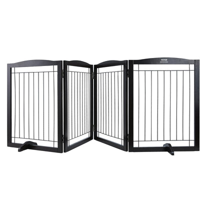 Free Standing Dog Gate 32x96.5 inch Freestanding Pet Gate Foldable Brown V952-KZDMZCWMZSSMB53FTV0