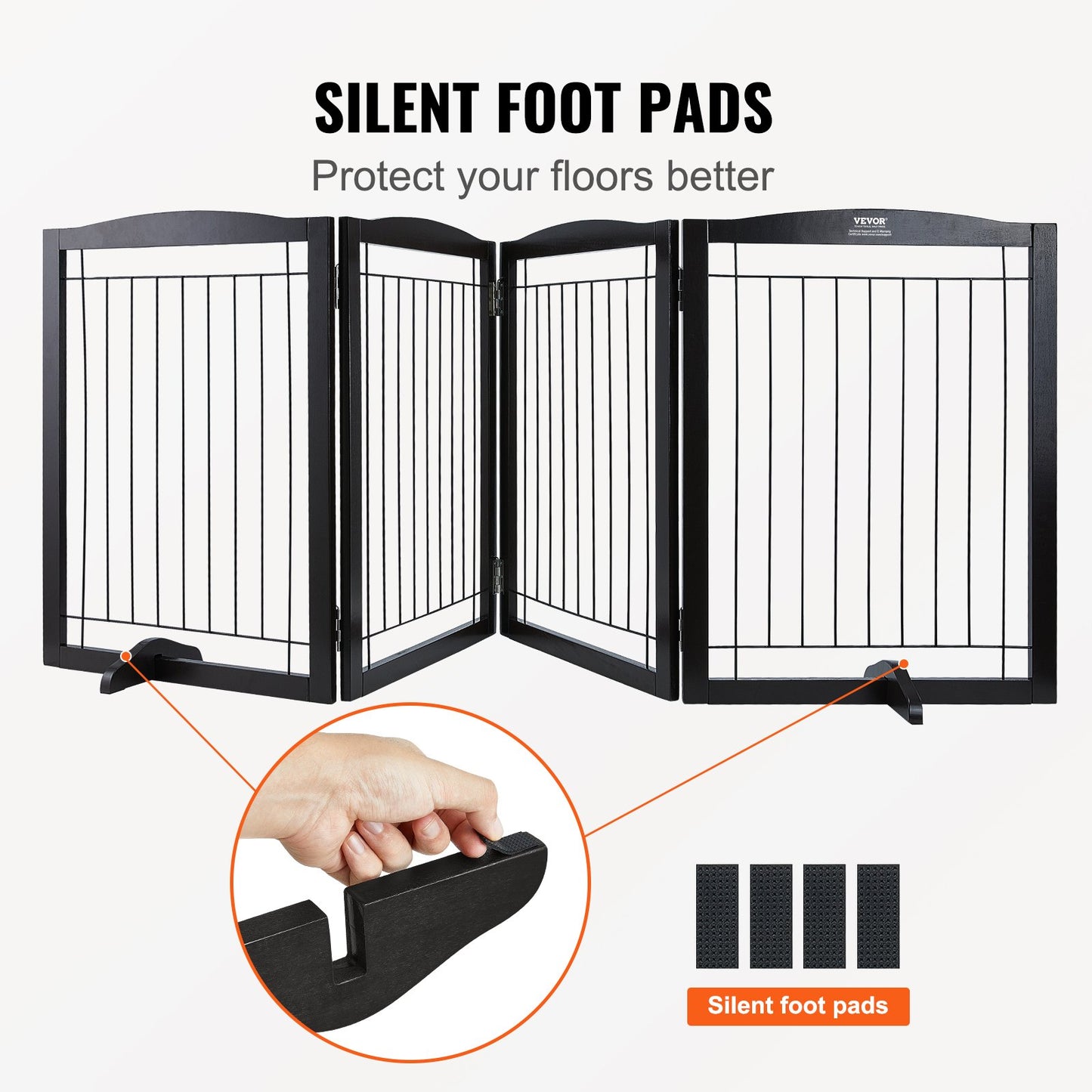 Free Standing Dog Gate 32x96.5 inch Freestanding Pet Gate Foldable Brown V952-KZDMZCWMZSSMB53FTV0