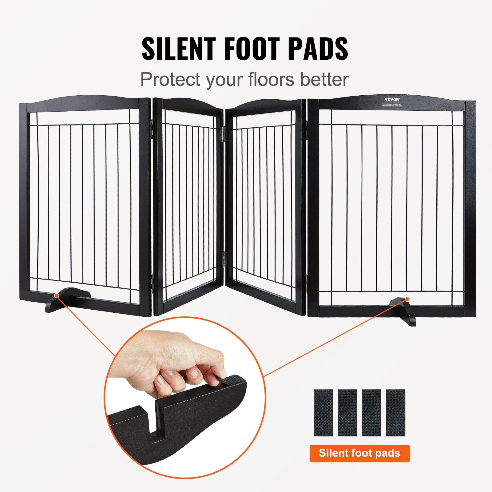 Free Standing Dog Gate 32x96.5 inch Freestanding Pet Gate Foldable Brown V952-KZDMZCWMZSSMB53FTV0