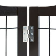 Free Standing Dog Gate 32x96.5 inch Freestanding Pet Gate Foldable Brown V952-KZDMZCWMZSSMB53FTV0