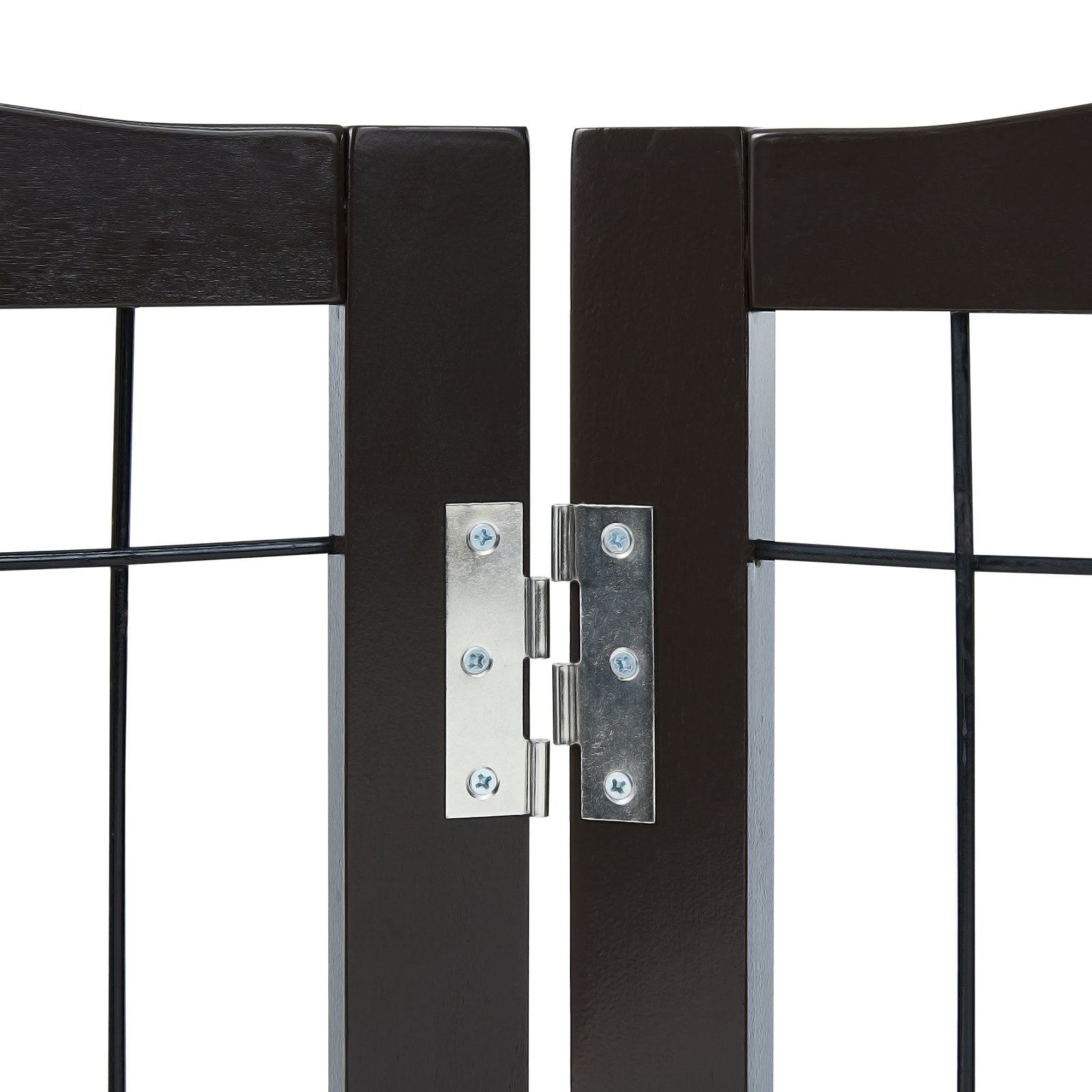 Free Standing Dog Gate 32x96.5 inch Freestanding Pet Gate Foldable Brown V952-KZDMZCWMZSSMB53FTV0