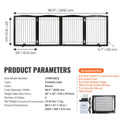 Free Standing Dog Gate 32x96.5 inch Freestanding Pet Gate Foldable Brown V952-KZDMZCWMZSSMB53FTV0