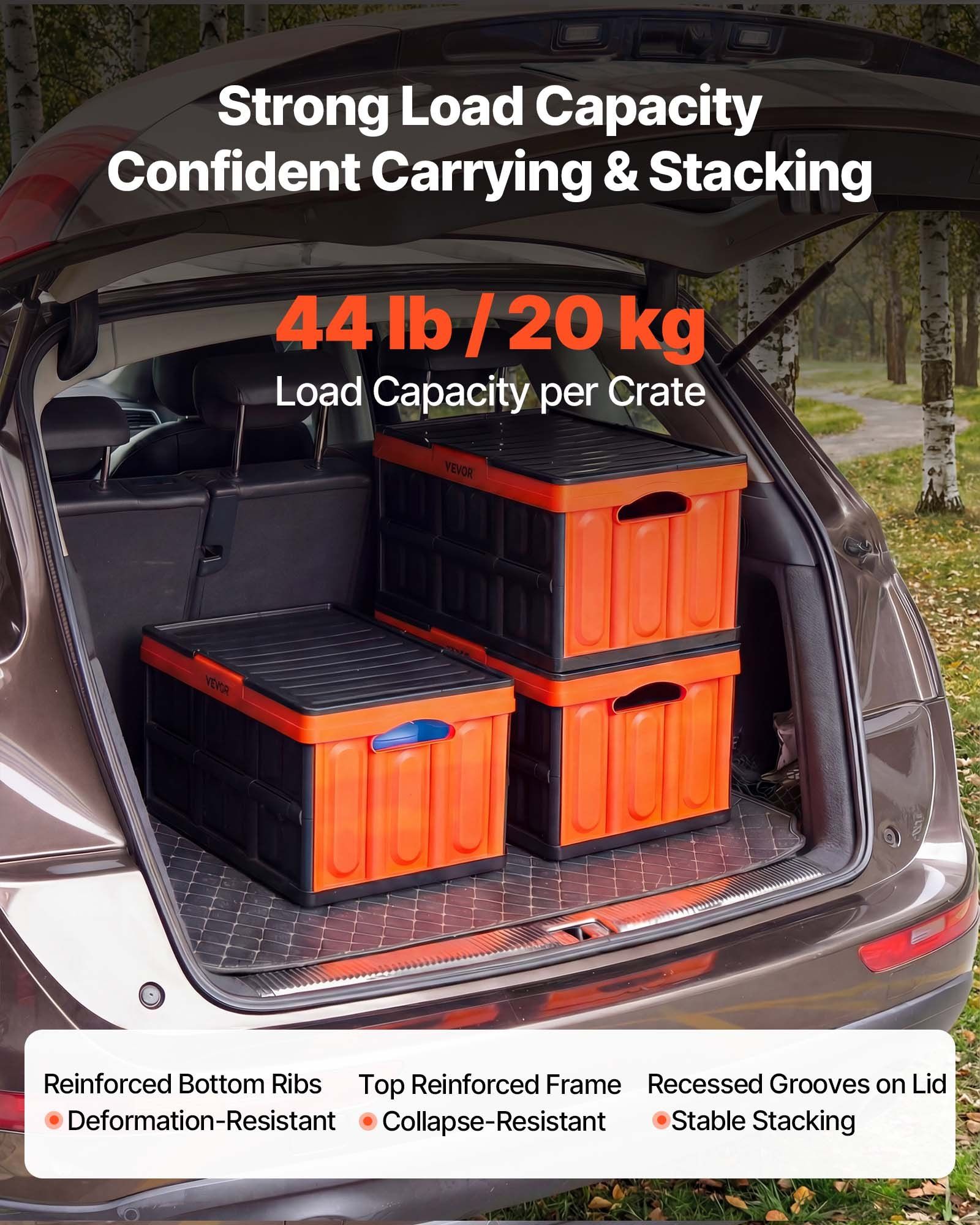 Plastic Collapsible Storage Bins with Lids, 45L 3Packs, Stackable Folding Storage Crates with Handles, Holds V952-KZDSLCWXCHS4PZD9O001V0