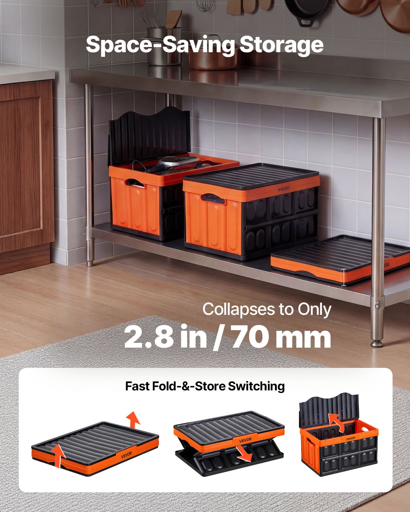 Plastic Collapsible Storage Bins with Lids, 45L 3Packs, Stackable Folding Storage Crates with Handles, Holds V952-KZDSLCWXCHS4PZD9O001V0