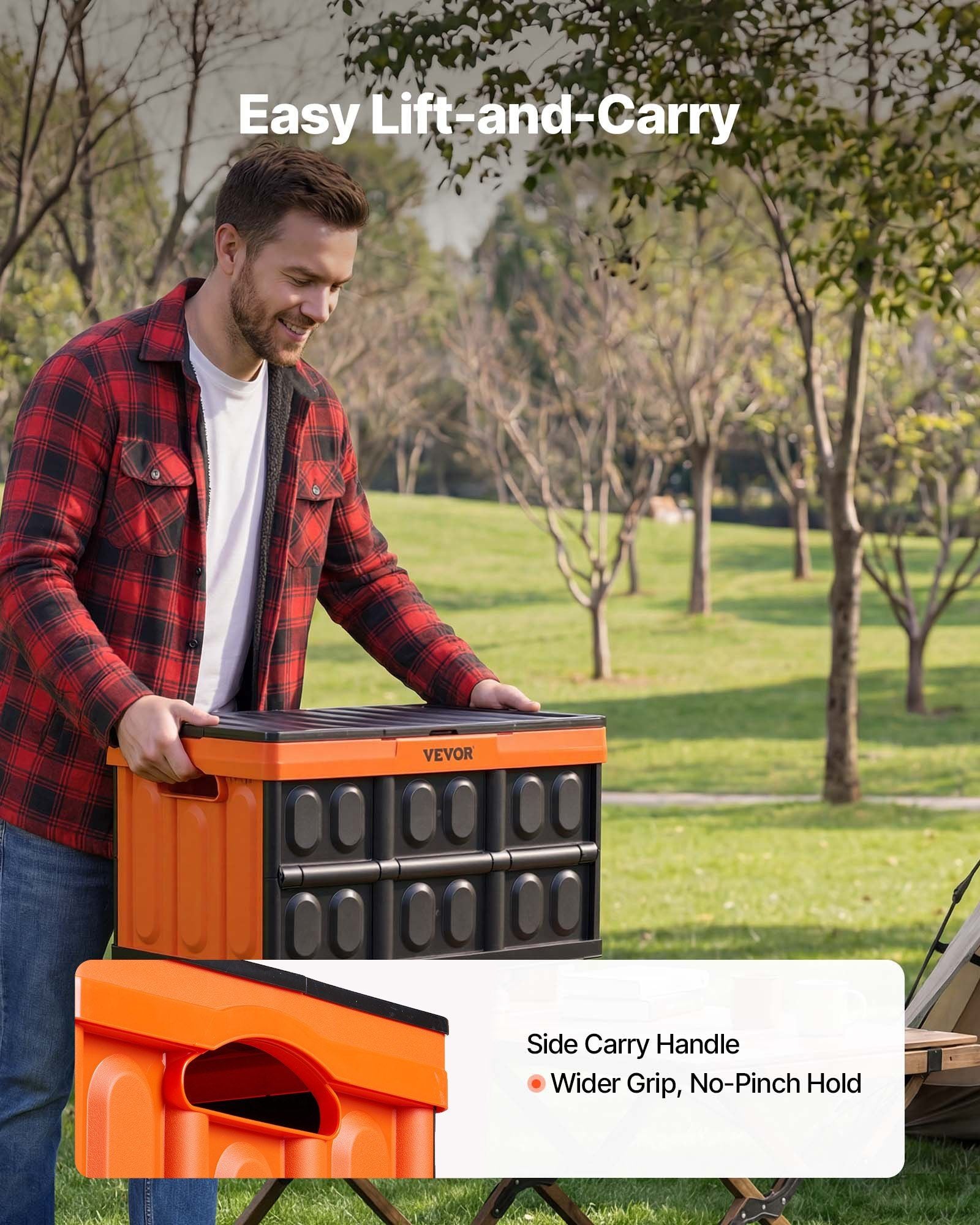 Plastic Collapsible Storage Bins with Lids, 45L 3Packs, Stackable Folding Storage Crates with Handles, Holds V952-KZDSLCWXCHS4PZD9O001V0