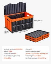 Plastic Collapsible Storage Bins with Lids, 45L 3Packs, Stackable Folding Storage Crates with Handles, Holds V952-KZDSLCWXCHS4PZD9O001V0