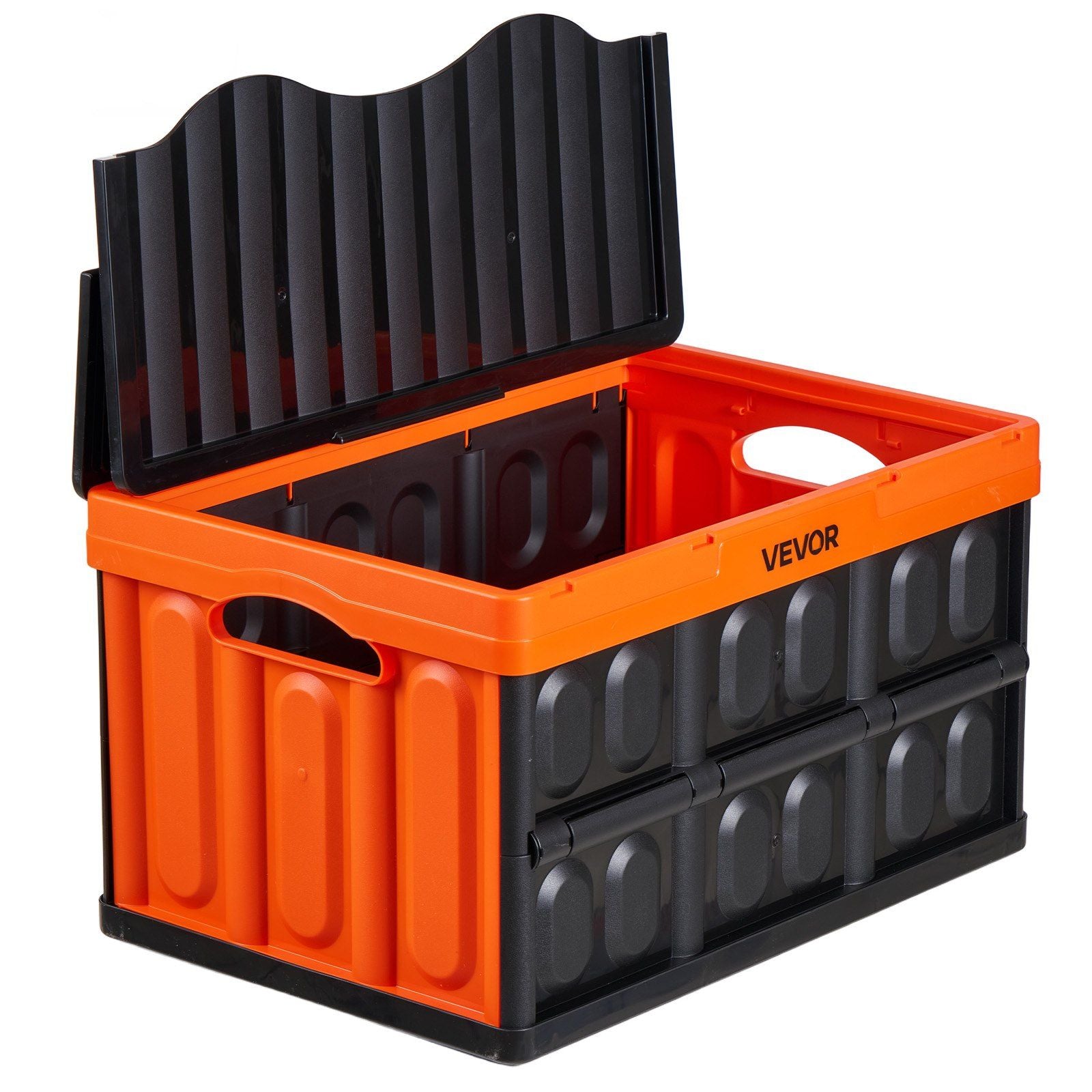 Plastic Collapsible Storage Bins with Lids, 45L 3Packs, Stackable Folding Storage Crates with Handles, Holds V952-KZDSLCWXCHS4PZD9O001V0
