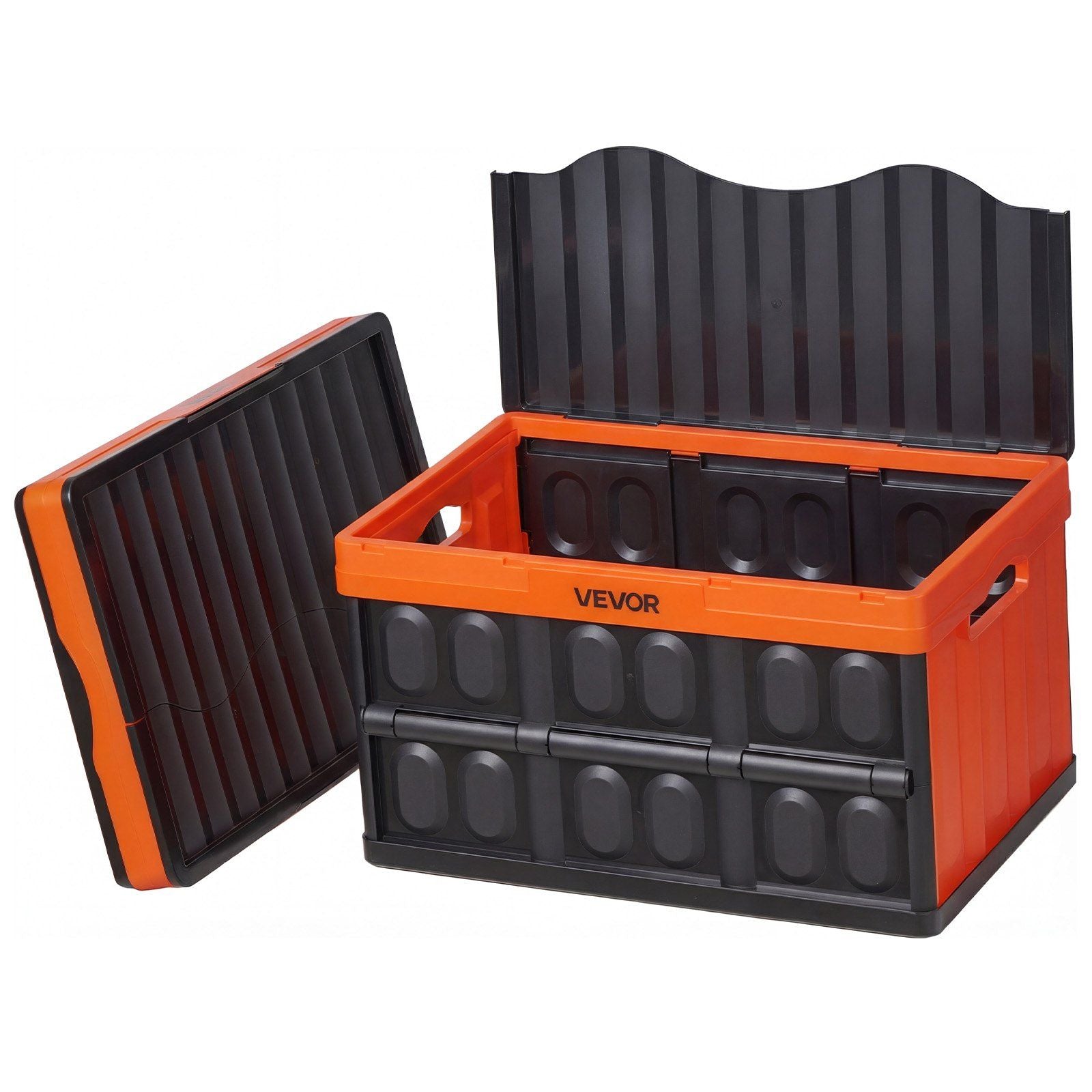 Plastic Collapsible Storage Bins with Lids, 45L 3Packs, Stackable Folding Storage Crates with Handles, Holds V952-KZDSLCWXCHS4PZD9O001V0