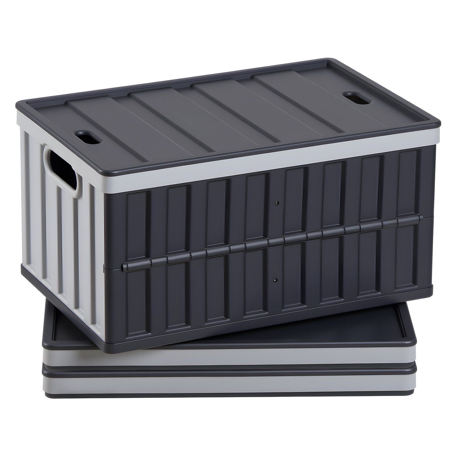 Plastic Collapsible Storage Bins with Lids, 65L 3 Packs, Stackable Folding Storage Crates with Handles, Holds V952-KZDSLCWXHHS671U7U001V0