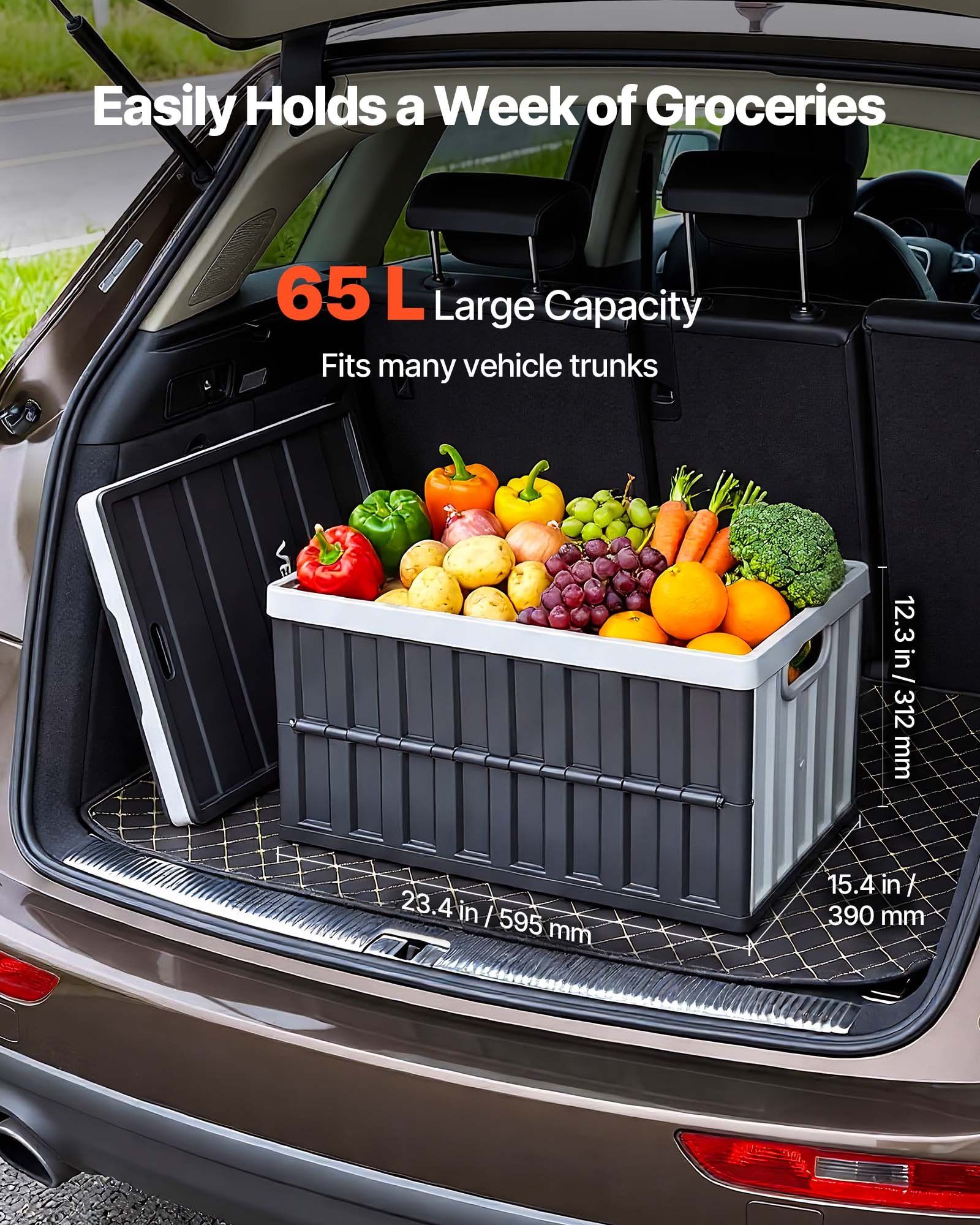 Plastic Collapsible Storage Bins with Lids, 65L 3 Packs, Stackable Folding Storage Crates with Handles, Holds V952-KZDSLCWXHHS671U7U001V0