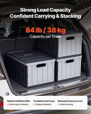Plastic Collapsible Storage Bins with Lids, 65L 3 Packs, Stackable Folding Storage Crates with Handles, Holds V952-KZDSLCWXHHS671U7U001V0