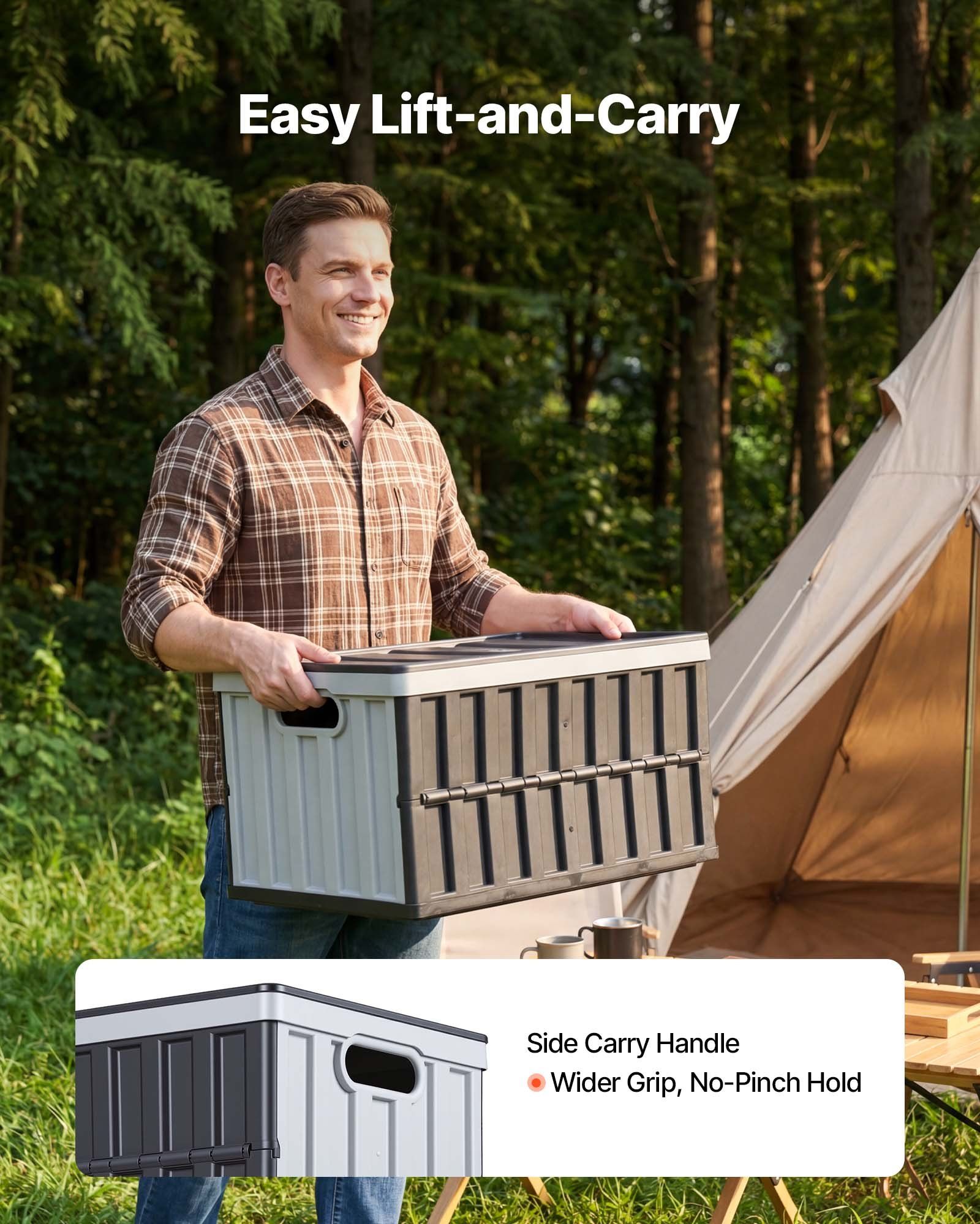 Plastic Collapsible Storage Bins with Lids, 65L 3 Packs, Stackable Folding Storage Crates with Handles, Holds V952-KZDSLCWXHHS671U7U001V0
