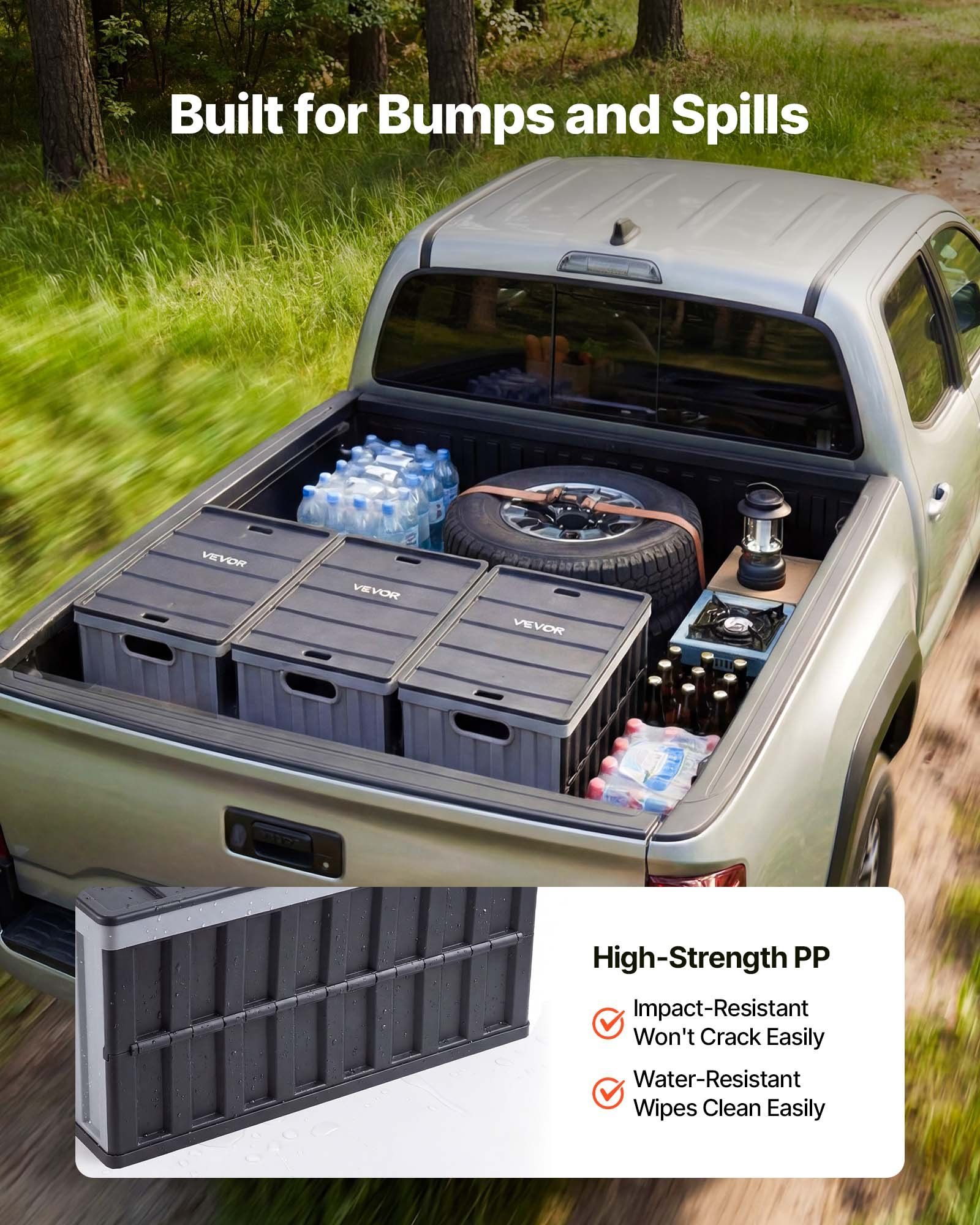Plastic Collapsible Storage Bins with Lids, 65L 3 Packs, Stackable Folding Storage Crates with Handles, Holds V952-KZDSLCWXHHS671U7U001V0