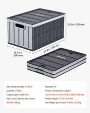 Plastic Collapsible Storage Bins with Lids, 65L 3 Packs, Stackable Folding Storage Crates with Handles, Holds V952-KZDSLCWXHHS671U7U001V0