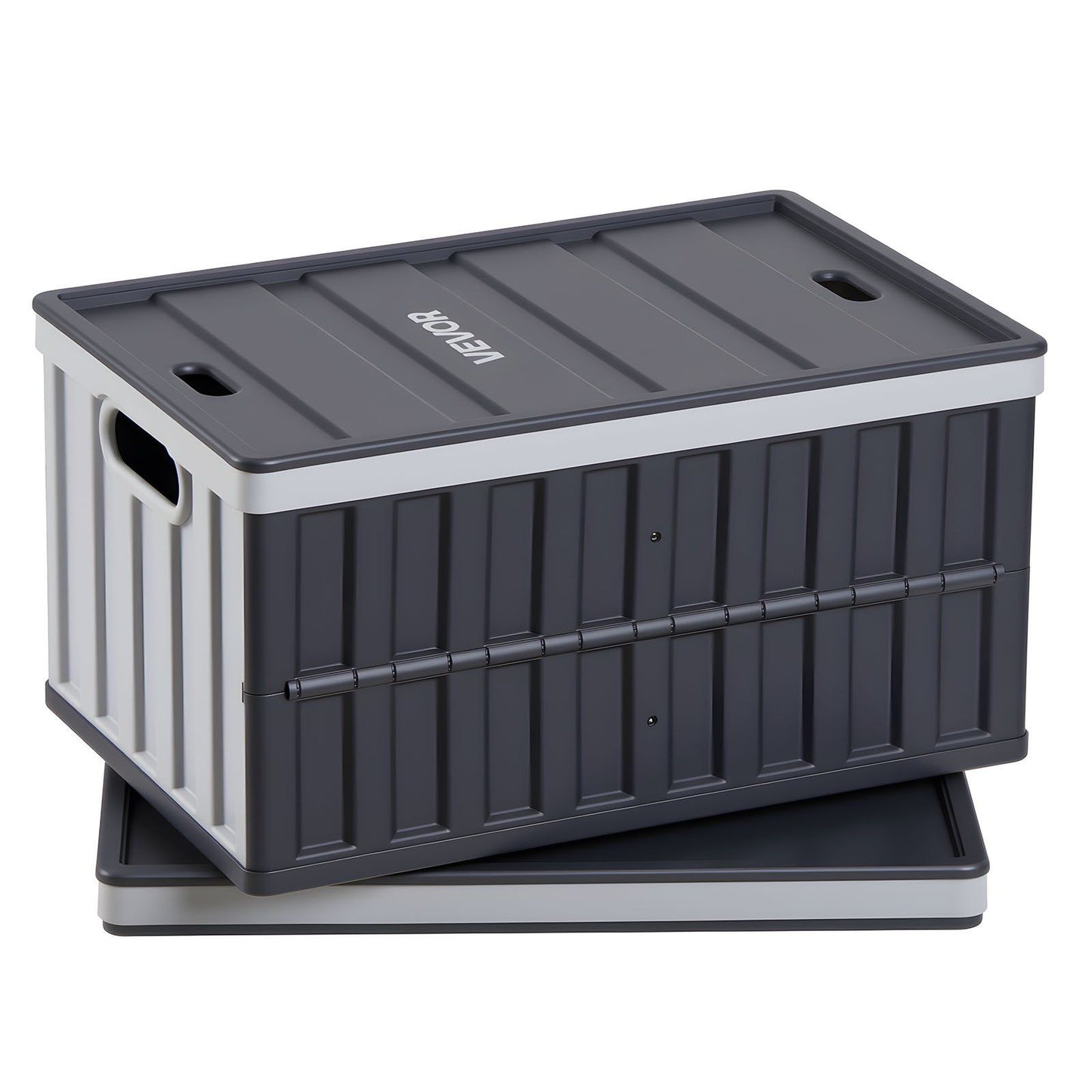 Plastic Collapsible Storage Bins with Lids, 65L 2 Packs, Stackable Folding Storage Crates with Handles, Holds V952-KZDSLCWXHHS6YVX56001V0
