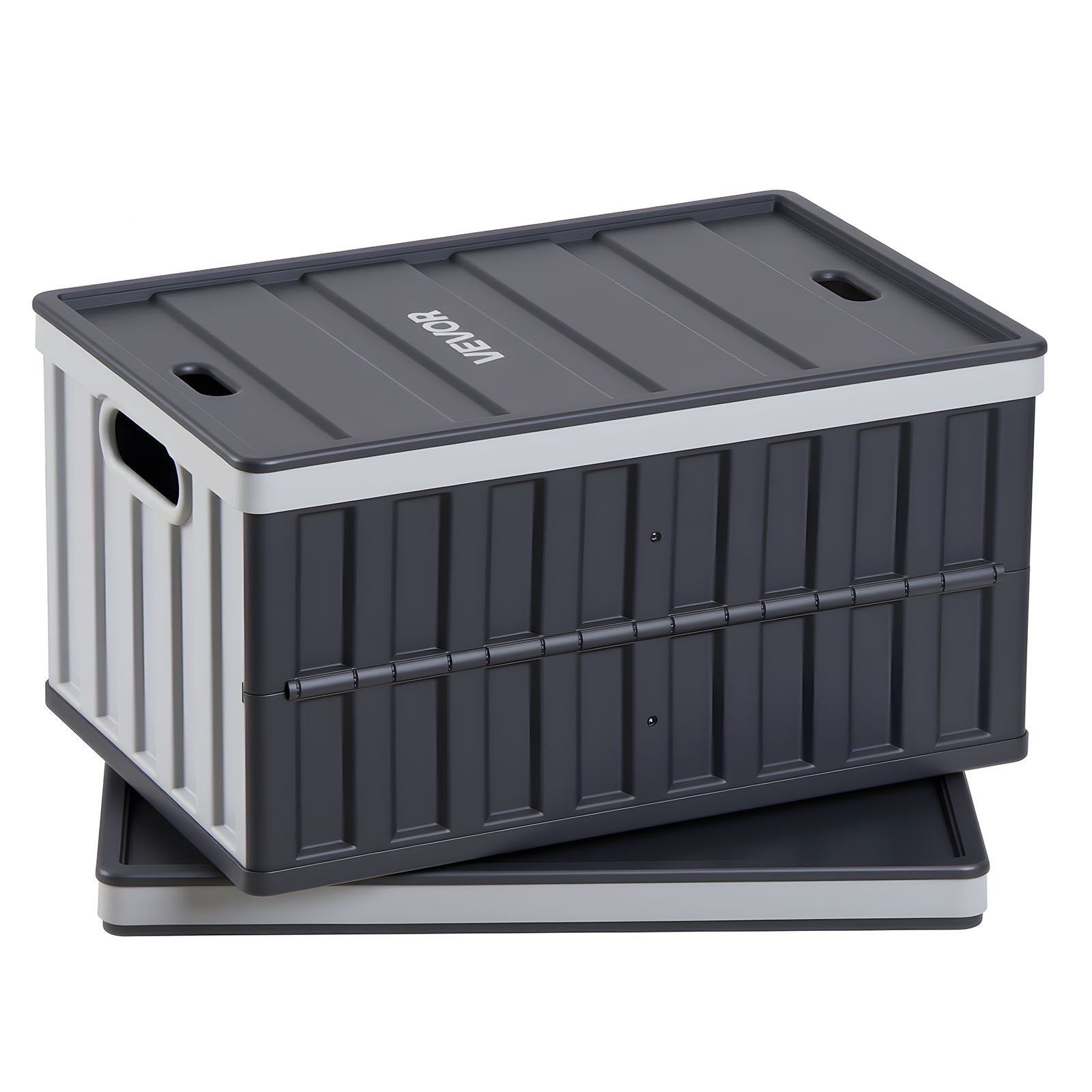 Plastic Collapsible Storage Bins with Lids, 65L 2 Packs, Stackable Folding Storage Crates with Handles, Holds V952-KZDSLCWXHHS6YVX56001V0