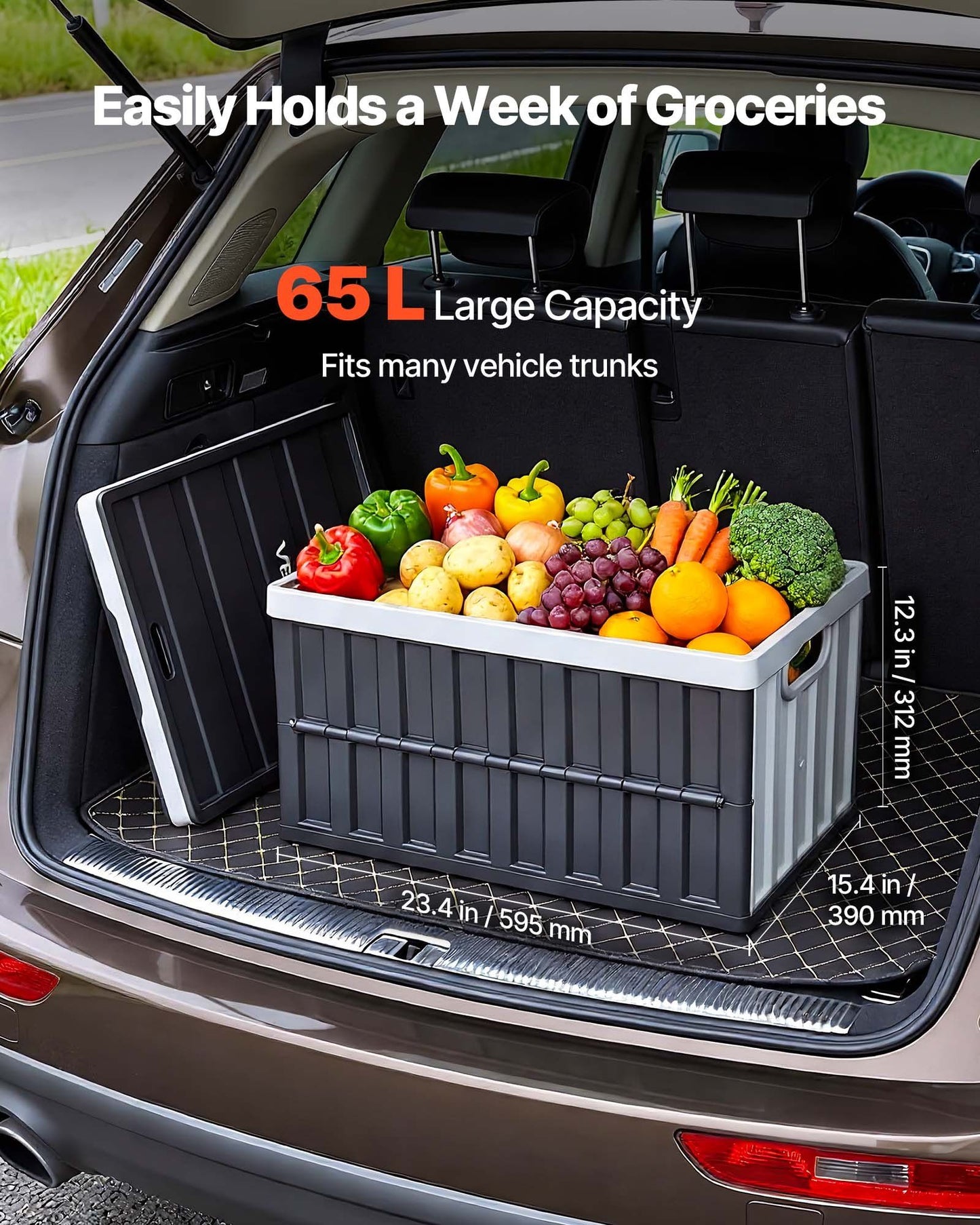 Plastic Collapsible Storage Bins with Lids, 65L 2 Packs, Stackable Folding Storage Crates with Handles, Holds V952-KZDSLCWXHHS6YVX56001V0