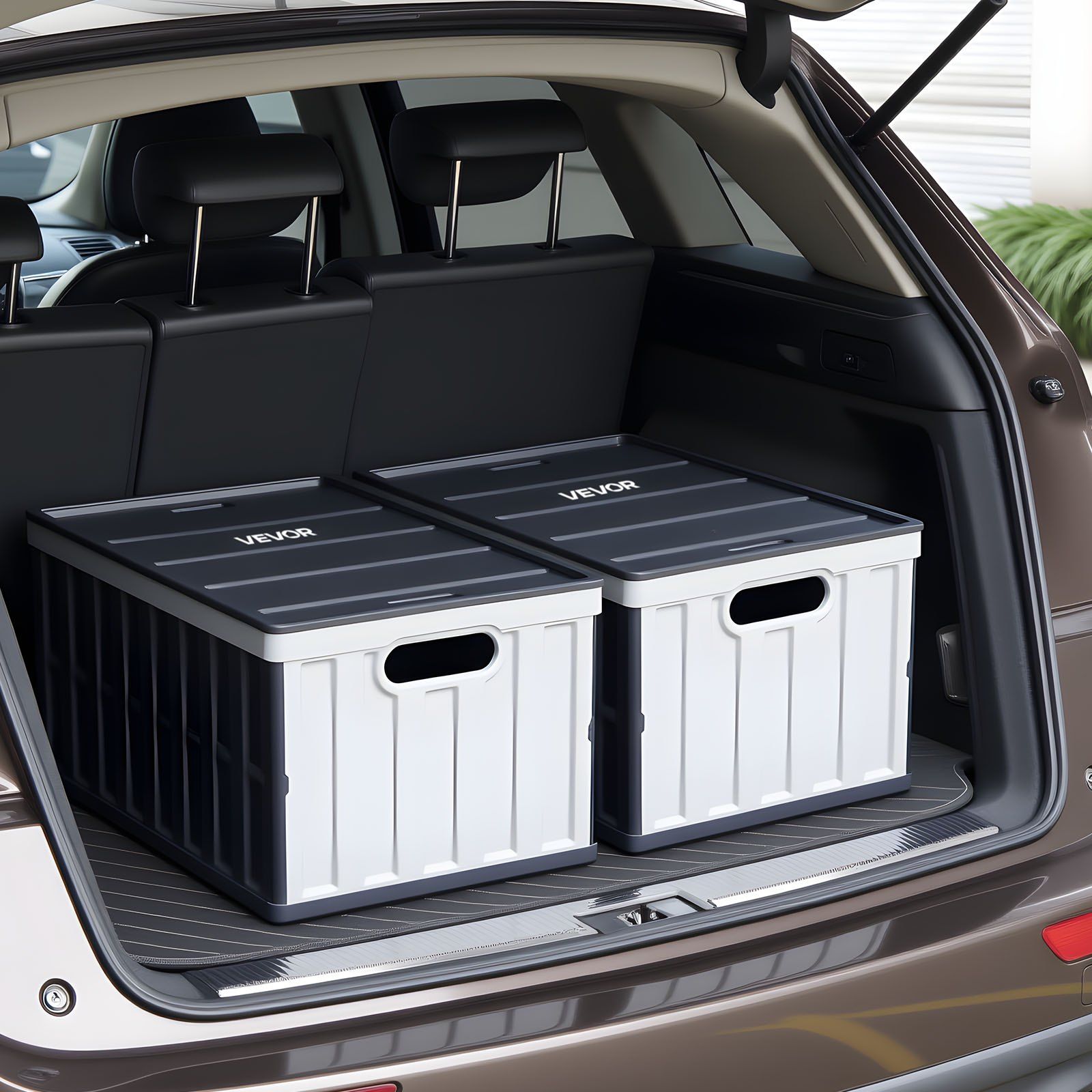 Plastic Collapsible Storage Bins with Lids, 65L 2 Packs, Stackable Folding Storage Crates with Handles, Holds V952-KZDSLCWXHHS6YVX56001V0