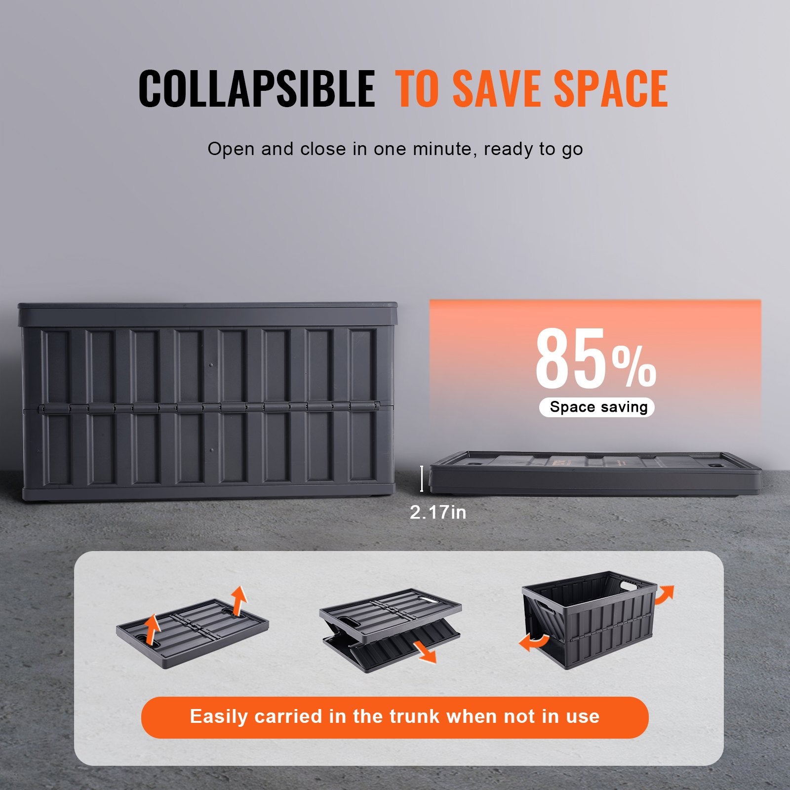 Collapsible Storage Bins with Lids, 65L 3 Packs, Folding Plastic Stackable Utility Crates with Handles, Large V952-KZDSLCWXHS64HOR3QV0