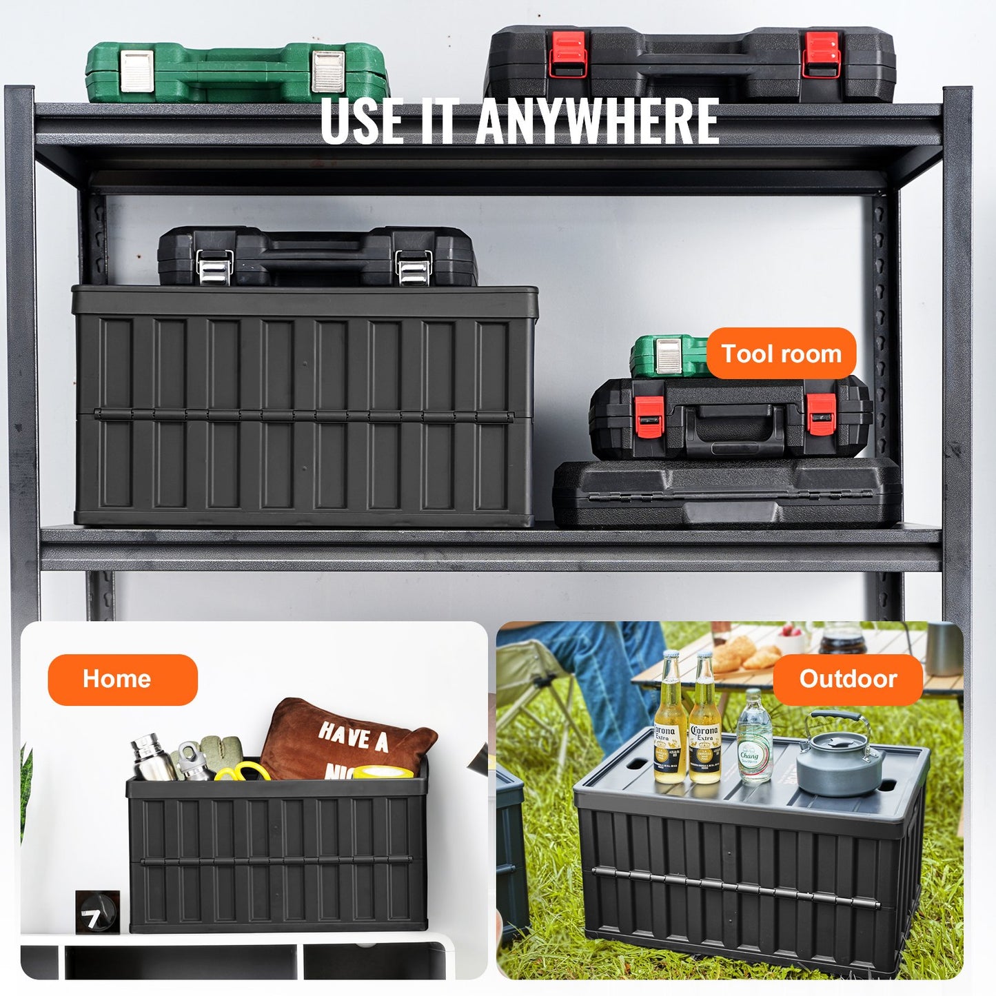Collapsible Storage Bins with Lids, 65L 3 Packs, Folding Plastic Stackable Utility Crates with Handles, Large V952-KZDSLCWXHS64HOR3QV0