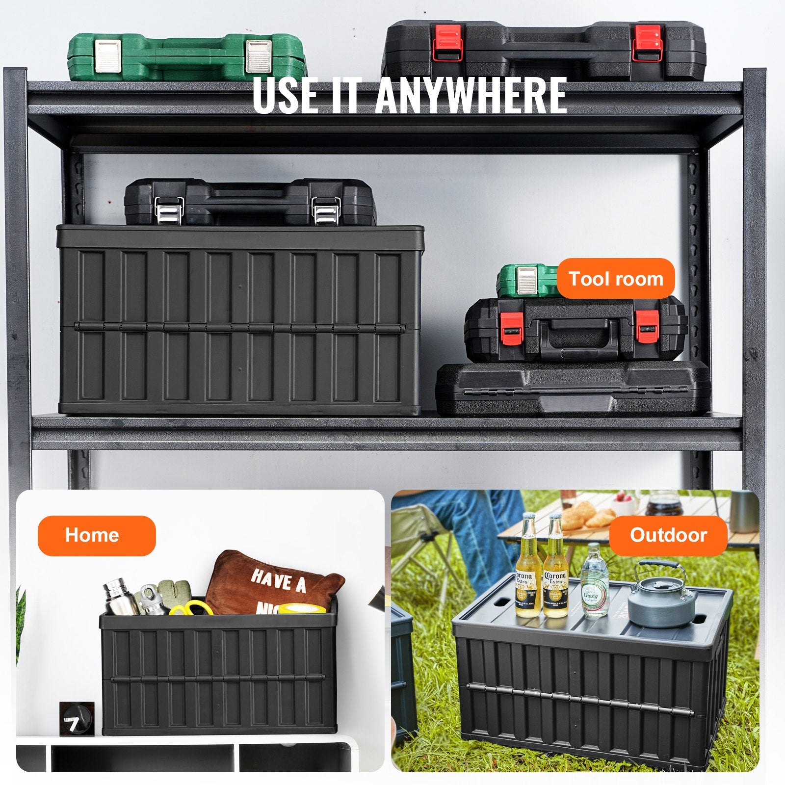 Collapsible Storage Bins with Lids, 65L 3 Packs, Folding Plastic Stackable Utility Crates with Handles, Large V952-KZDSLCWXHS64HOR3QV0