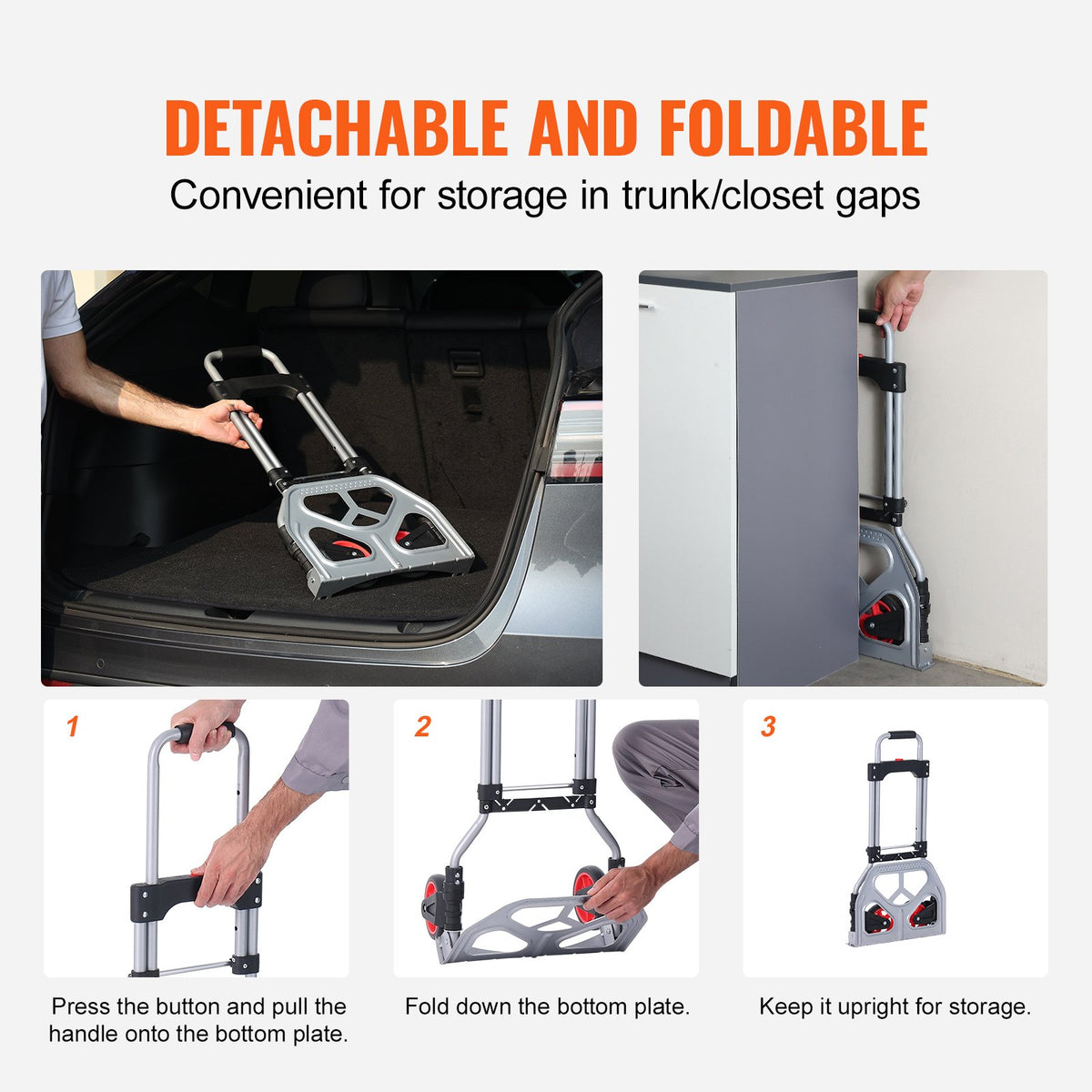 Folding Hand Truck, 80 kg Load Capacity, Aluminum Portable Cart, Convertible Hand Truck and Dolly with V952-KZDSTHC175B0QUTVIV0