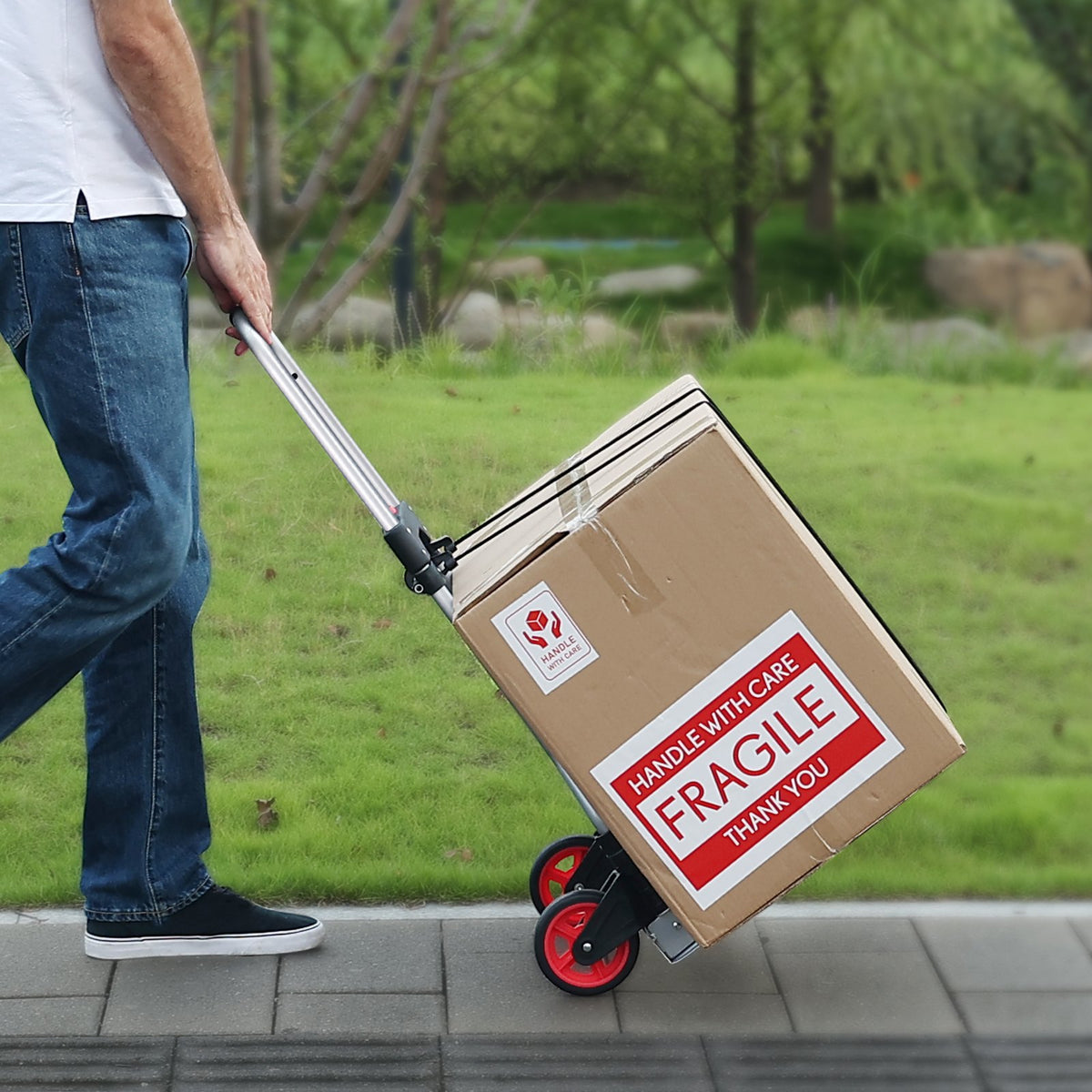 Folding Hand Truck, 80 kg Load Capacity, Aluminum Portable Cart, Convertible Hand Truck and Dolly with V952-KZDSTHC175B0QUTVIV0