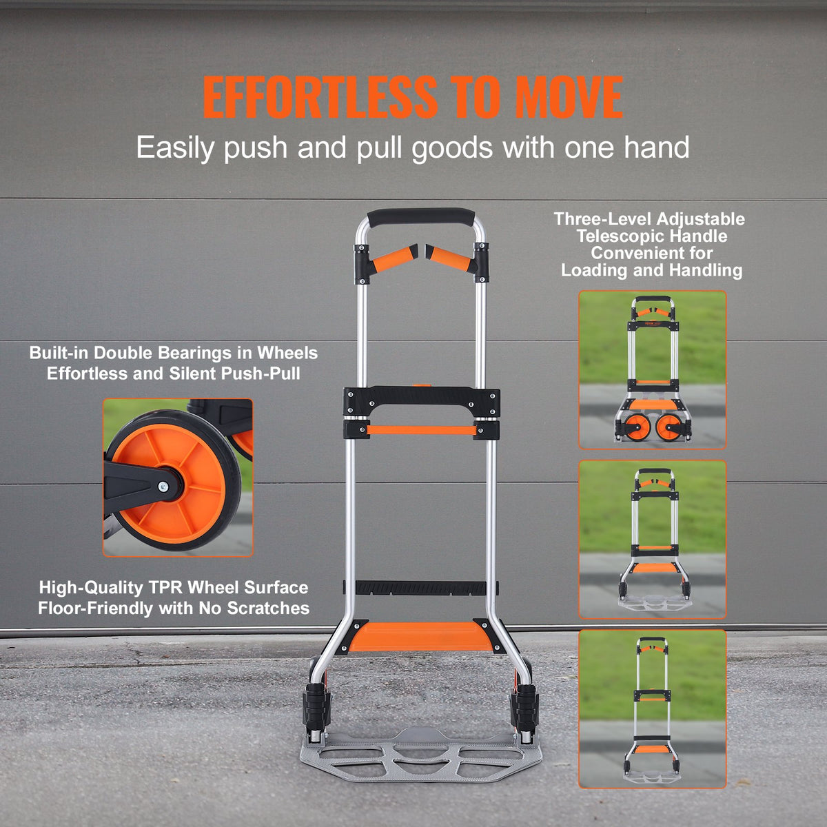 Folding Hand Truck, 140 kg Load Capacity, Aluminum Portable Cart, Convertible Hand Truck and Dolly with V952-KZDSTHC500B01UEHNV0