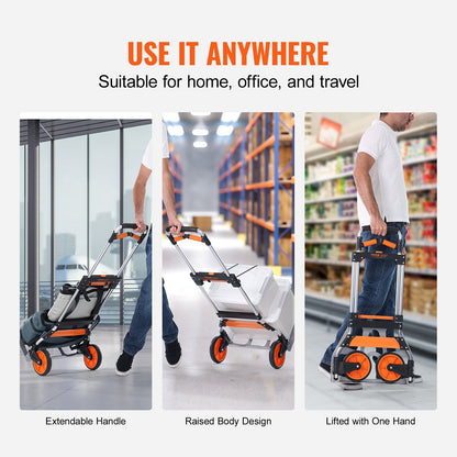 Folding Hand Truck, 140 kg Load Capacity, Aluminum Portable Cart, Convertible Hand Truck and Dolly with V952-KZDSTHC500B01UEHNV0