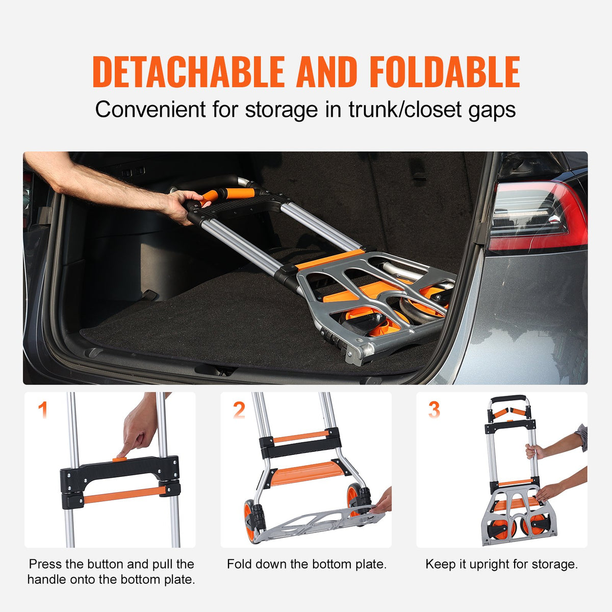 Folding Hand Truck, 140 kg Load Capacity, Aluminum Portable Cart, Convertible Hand Truck and Dolly with V952-KZDSTHC500B01UEHNV0