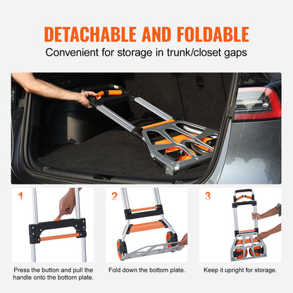 Folding Hand Truck, 140 kg Load Capacity, Aluminum Portable Cart, Convertible Hand Truck and Dolly with V952-KZDSTHC500B01UEHNV0