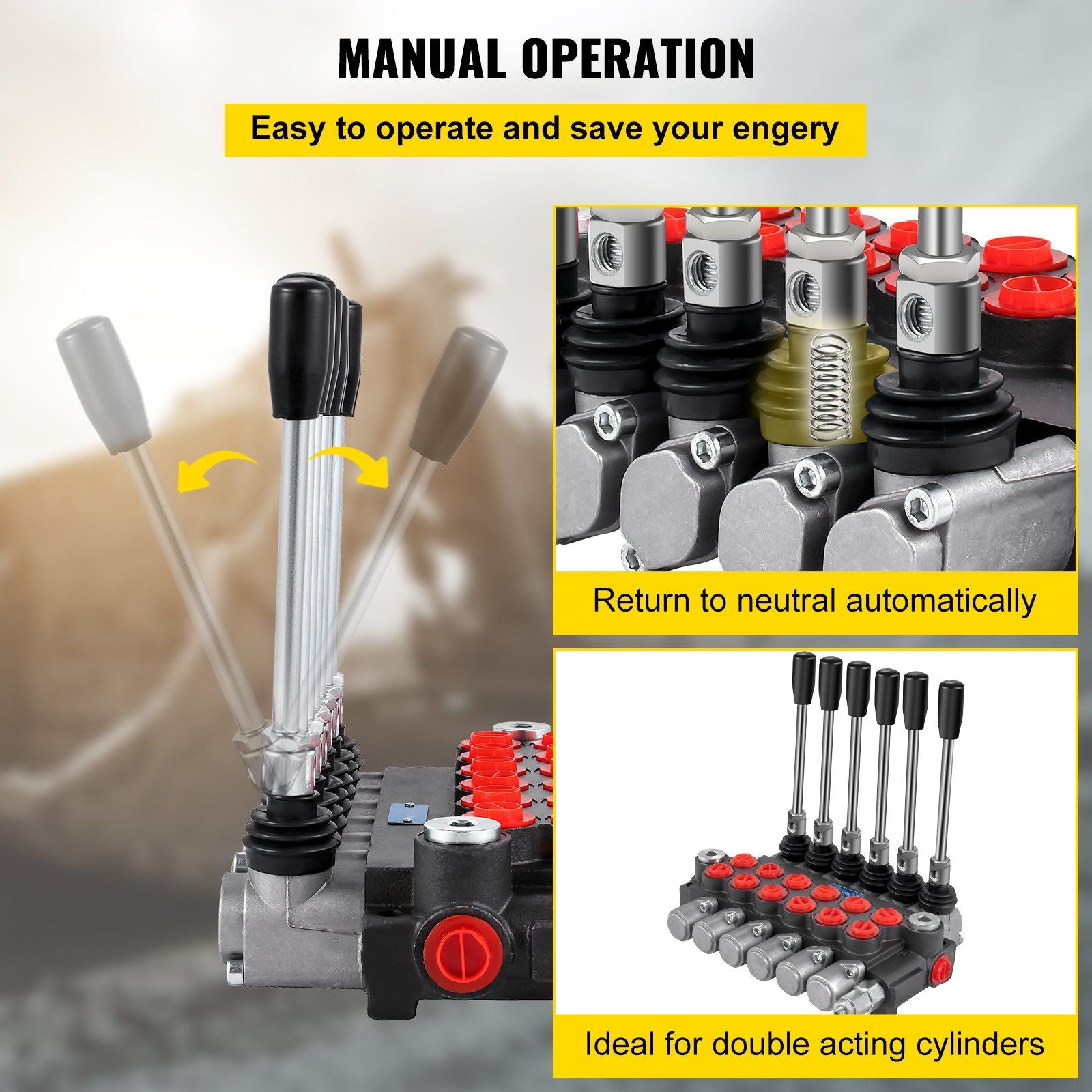 Hydraulic Directional Control Valve, 6 Spool Hydraulic Spool Valve, 11 GPM Hydraulic Loader Valve, 3600 PSI V952-KZFFXYC611GPMFJ1GV0