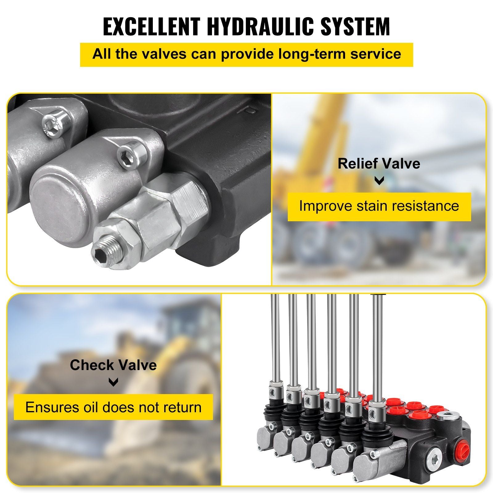 Hydraulic Directional Control Valve, 6 Spool Hydraulic Spool Valve, 11 GPM Hydraulic Loader Valve, 3600 PSI V952-KZFFXYC611GPMFJ1GV0