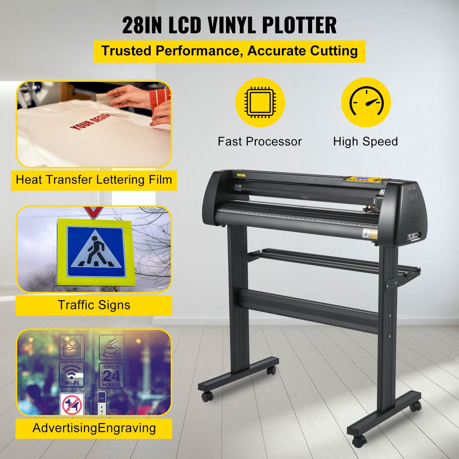 28 Inch Vinyl Cutter Machine With Floor Stand Vinly Sign Cutting Plotter Starter Bundle Kit Software V952-KZJ-720SDJC000001V3