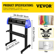 720mm Vinyl Cutter/Plotter Sign Cut Machine Software 20 Blades LCD Black V952-KZJ720JKDHLS00001V3