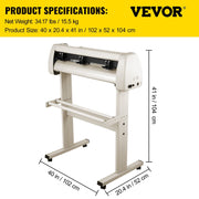 Vinyl Cutter 870mm Vinyl Cutter Machine Maximum Paper Feed 34inch White Vinyl Plotter Cutter Machine Vinyl V952-KZJ870JKDBS000001V3
