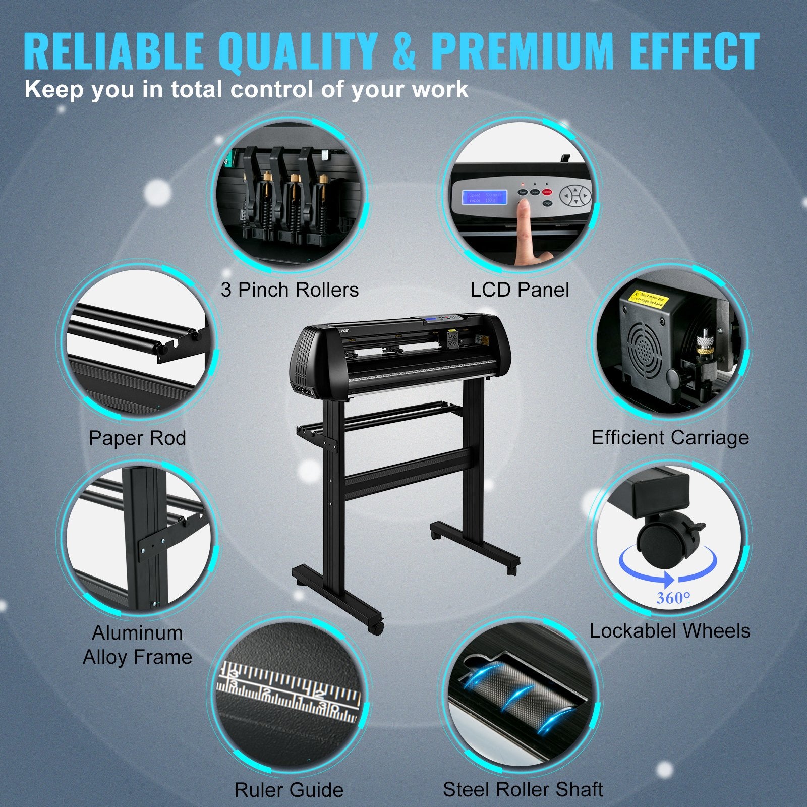 Vinyl Cutter Machine, 28in Offline Bluetooth Cutting Plotter Machine, 400in/10m Steel Roller Shaft Adjustable V952-KZJACSK720LSIN5ZUV3