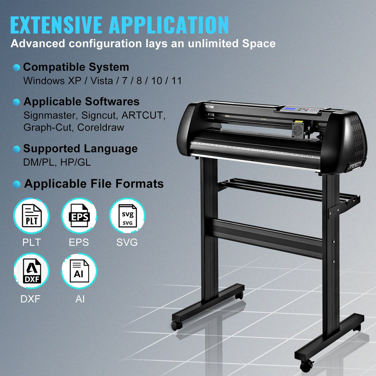 Vinyl Cutter Machine, 28in Offline Bluetooth Cutting Plotter Machine, 400in/10m Steel Roller Shaft Adjustable V952-KZJACSK720LSIN5ZUV3