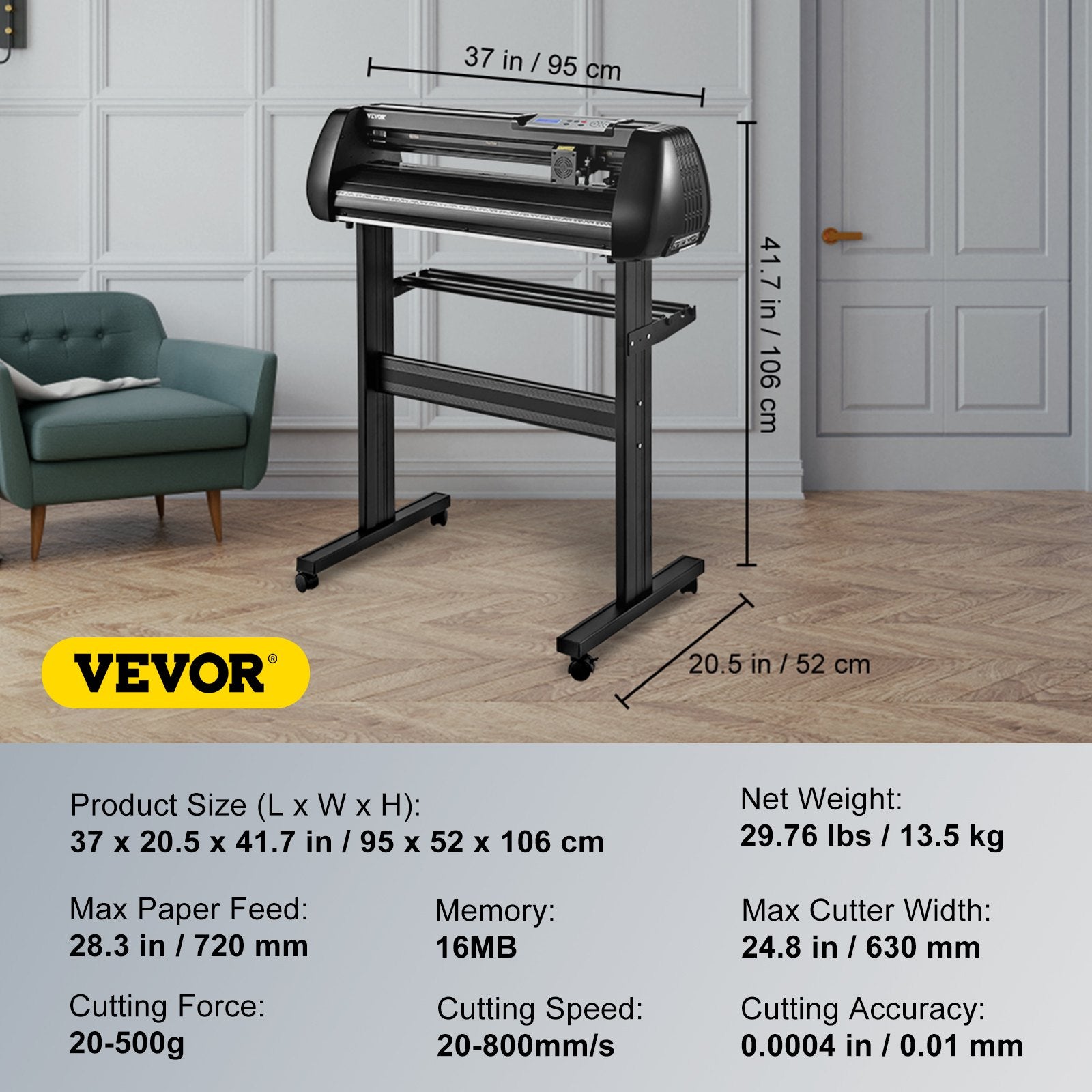 Vinyl Cutter Machine, 28in Offline Bluetooth Cutting Plotter Machine, 400in/10m Steel Roller Shaft Adjustable V952-KZJACSK720LSIN5ZUV3