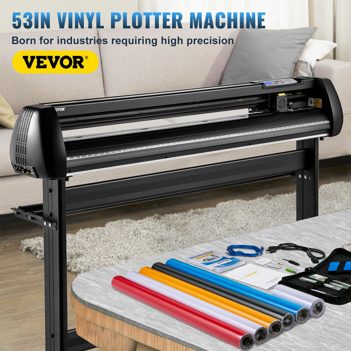 Vinyl Cutter, 53inch Vinyl Cutter Plotter with Stand, Adjustable Speed Force for Sign Making Vinyl Plotter, V952-KZJHSACSK13501K5GV3