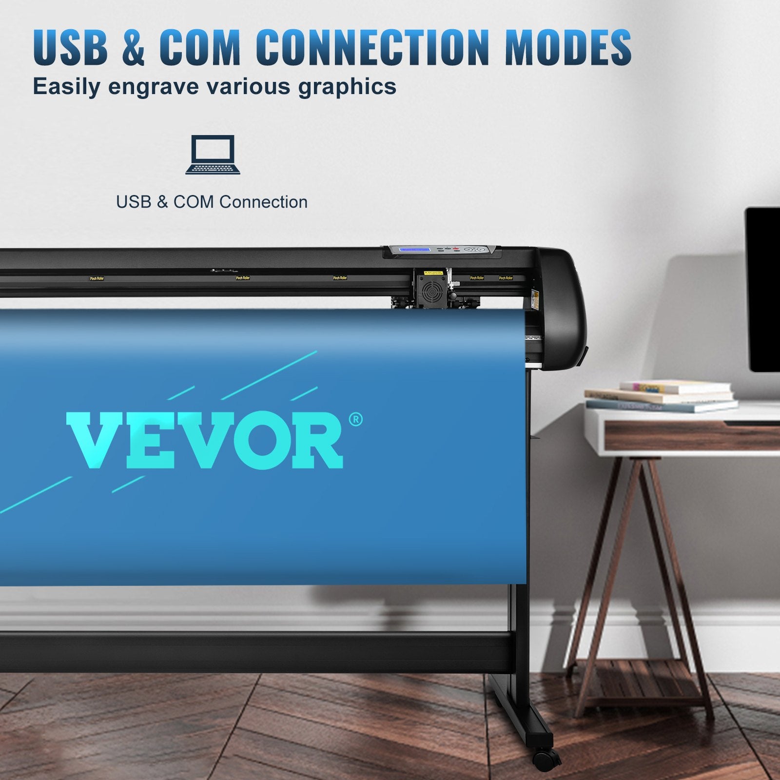 Vinyl Cutter, 53inch Vinyl Cutter Plotter with Stand, Adjustable Speed Force for Sign Making Vinyl Plotter, V952-KZJHSACSK13501K5GV3