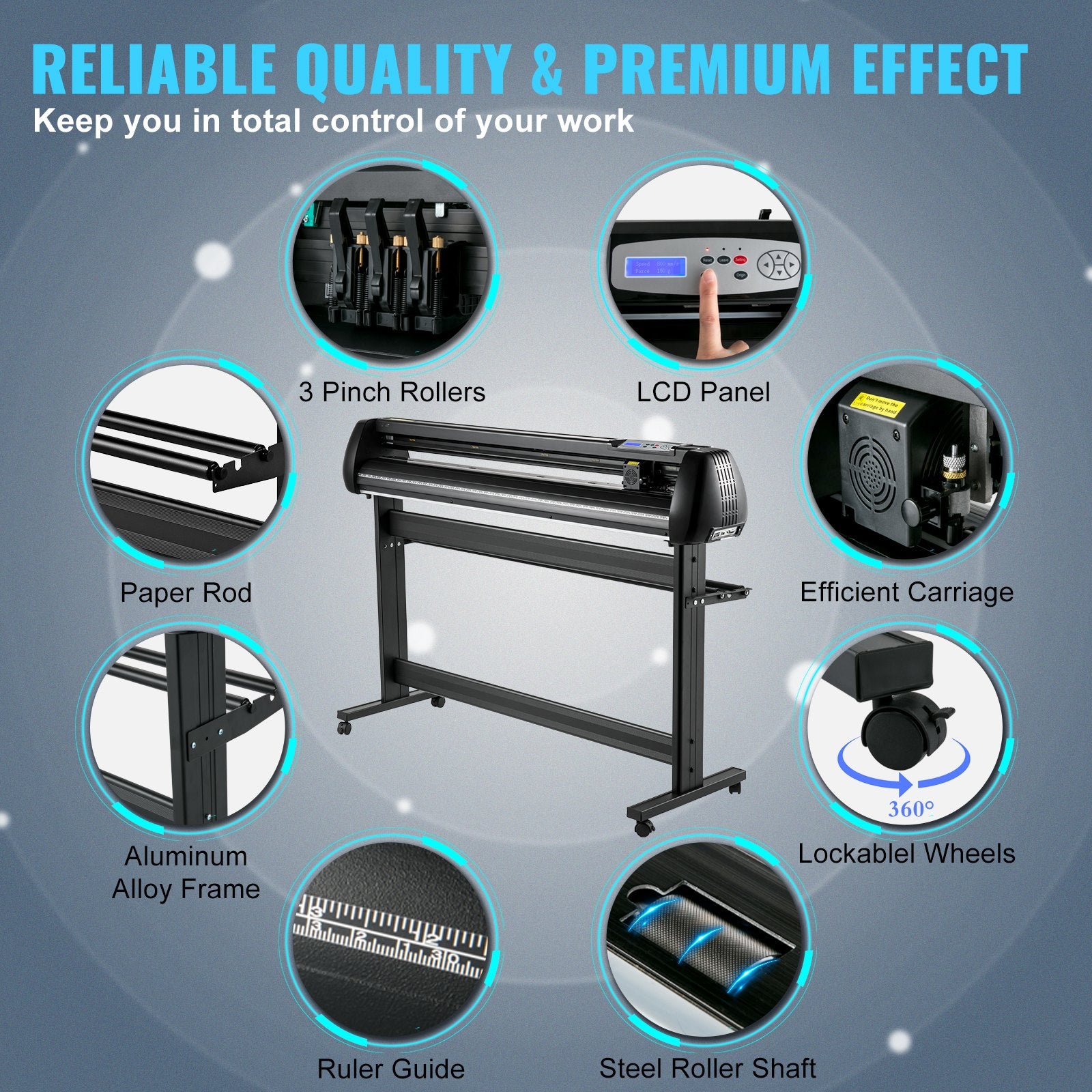 Vinyl Cutter, 53inch Vinyl Cutter Plotter with Stand, Adjustable Speed Force for Sign Making Vinyl Plotter, V952-KZJHSACSK13501K5GV3