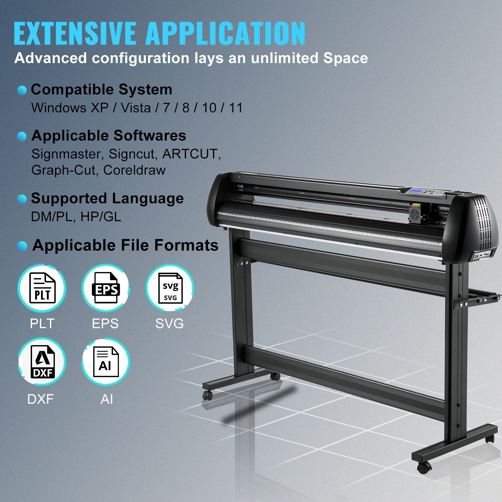 Vinyl Cutter, 53inch Vinyl Cutter Plotter with Stand, Adjustable Speed Force for Sign Making Vinyl Plotter, V952-KZJHSACSK13501K5GV3