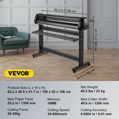 Vinyl Cutter, 53inch Vinyl Cutter Plotter with Stand, Adjustable Speed Force for Sign Making Vinyl Plotter, V952-KZJHSACSK13501K5GV3