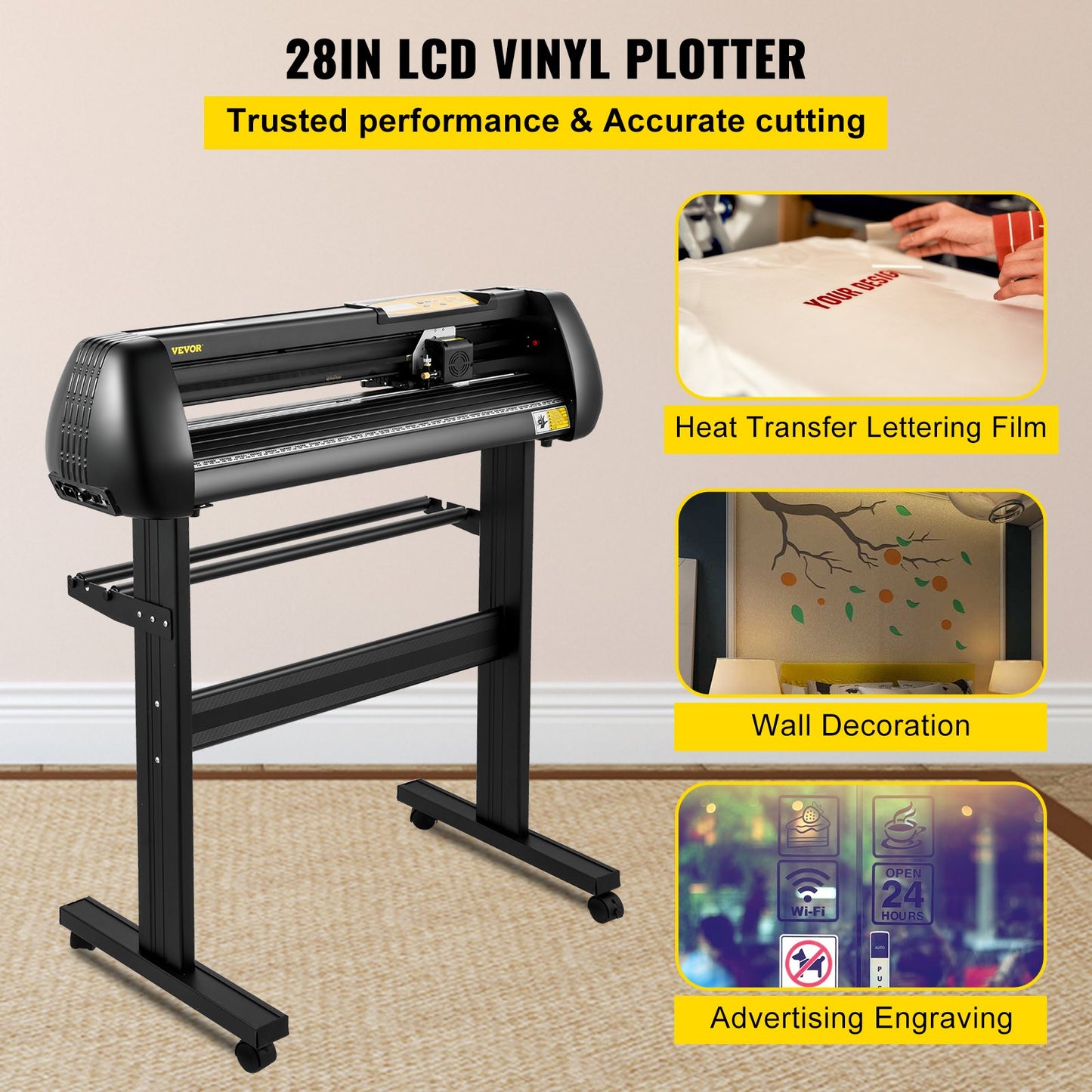 Vinyl Cutter, 28inch Paper Feed Cutting Plotter Bundle, Adjustable Force & Speed Vinyl Printer with Powerful V952-KZJSK720T220V4XBOV3