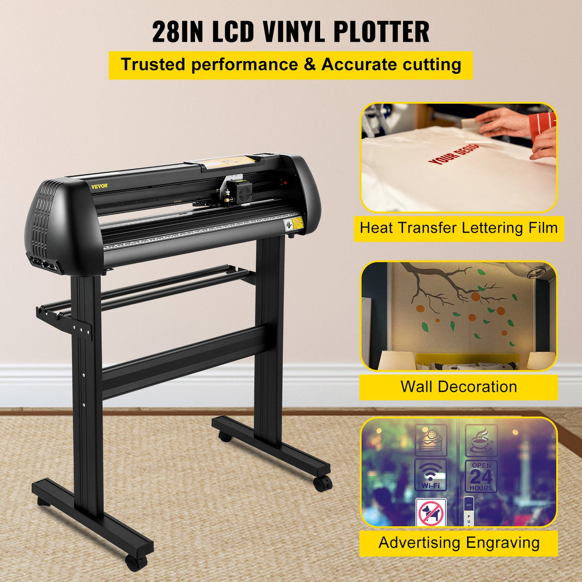 Vinyl Cutter, 28inch Paper Feed Cutting Plotter Bundle, Adjustable Force & Speed Vinyl Printer with Powerful V952-KZJSK720T220V4XBOV3