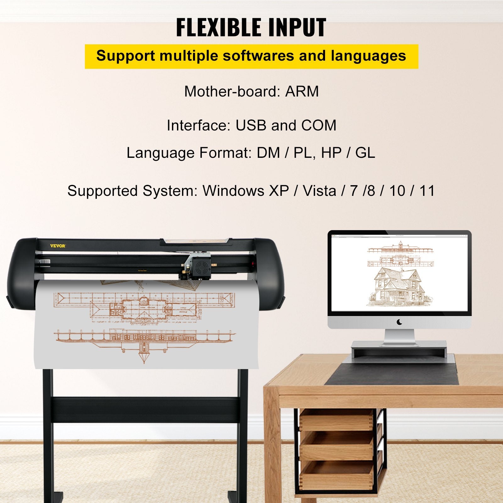 Vinyl Cutter, 28inch Paper Feed Cutting Plotter Bundle, Adjustable Force & Speed Vinyl Printer with Powerful V952-KZJSK720T220V4XBOV3