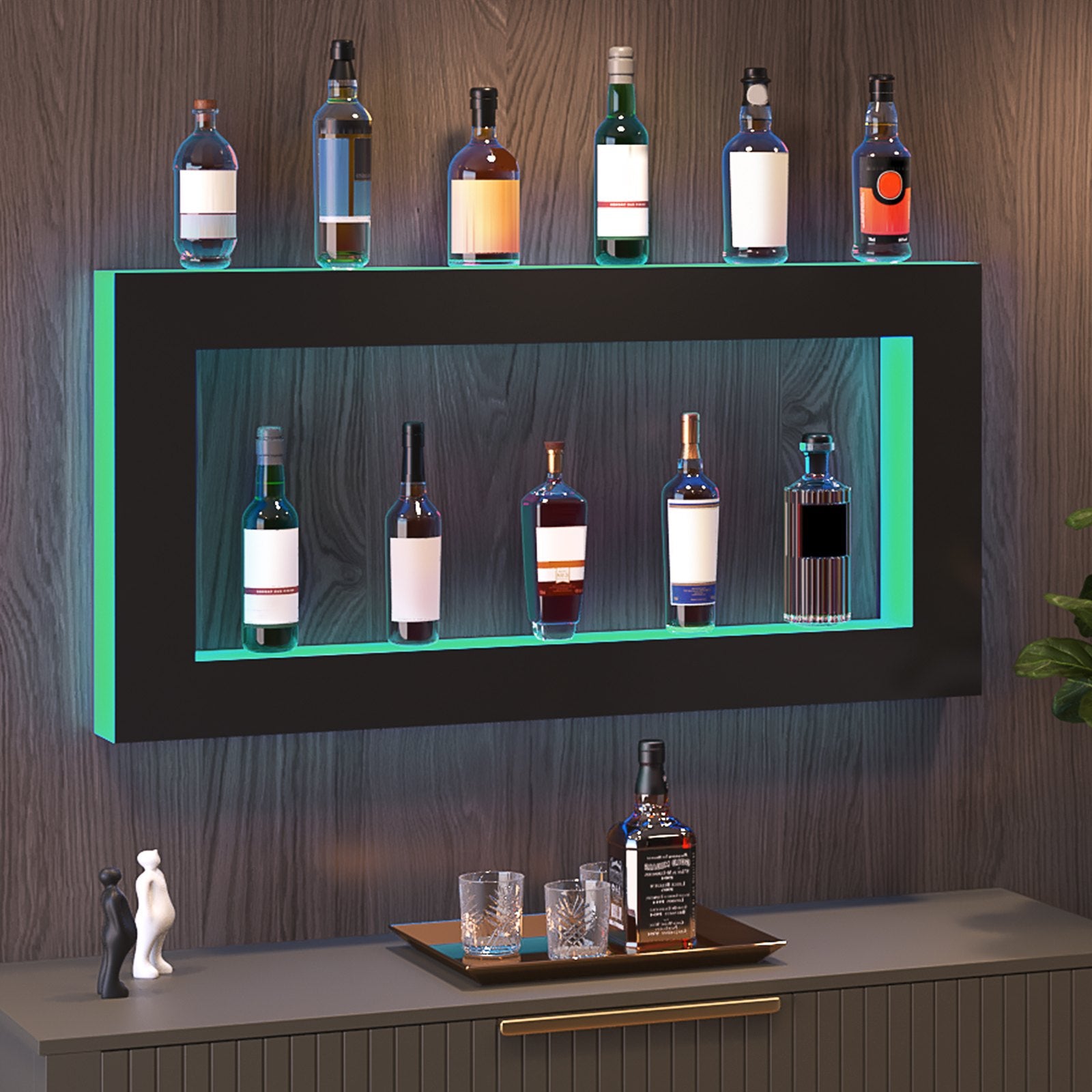 LED Lighted Liquor Bottle Display Bar Shelf RF & App Control 1210 mm V952-KZXBGLED248RFXCBHV3