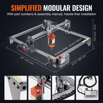 Laser Engraver, 5W Output Laser Engraving Machine, 16.1" x 15.7" Large Working Area, 10000mm/min Movement V952-KZXSE5W4140CMJMXEV3